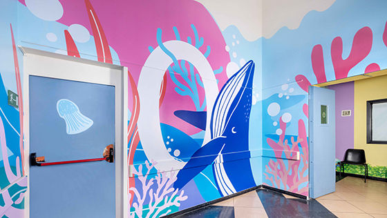 Underwater-themed wall graphics