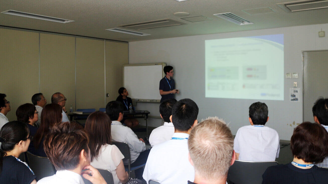Davis presenting his findings during the internship
