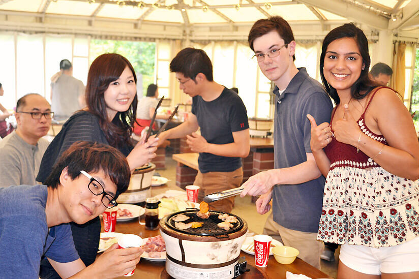 Enjoying a BBQ with colleagues on a day off