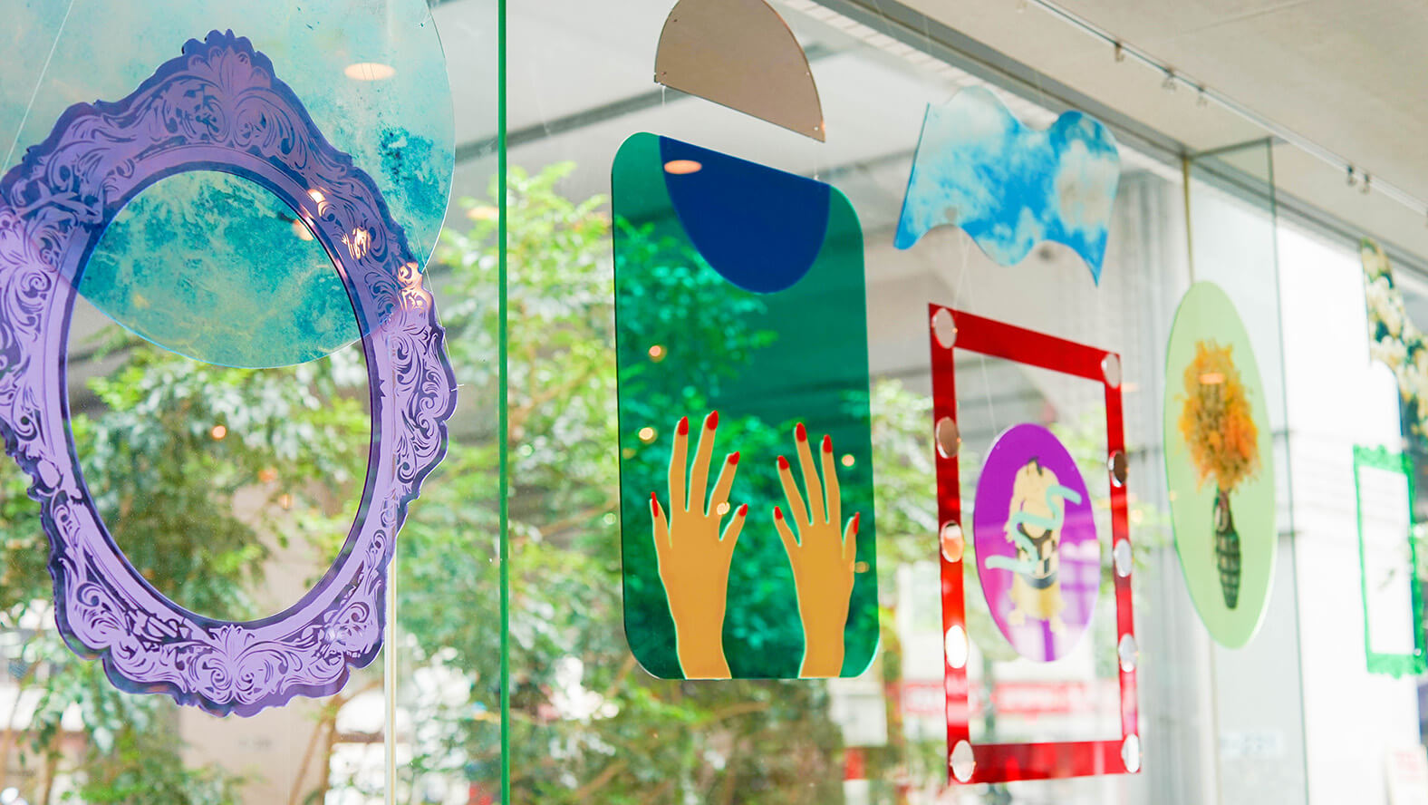 Colorful acrylic works from KAE's exhibit
