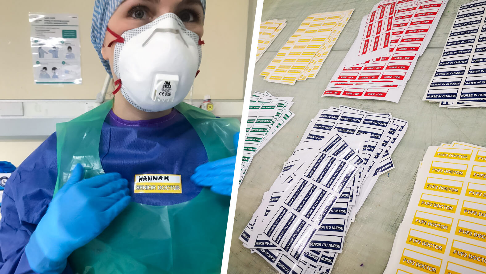 Elite Signsの製作した防護服用ネームラベル