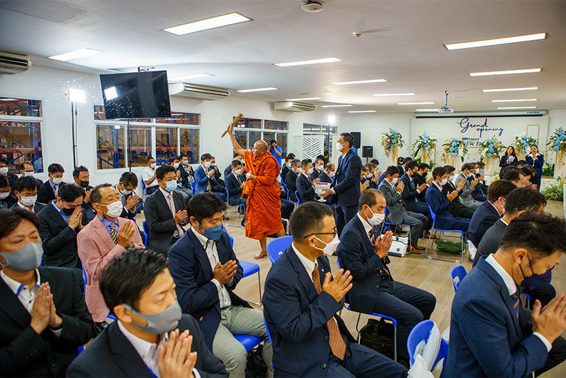 A commemorative ceremony at the Thai factory