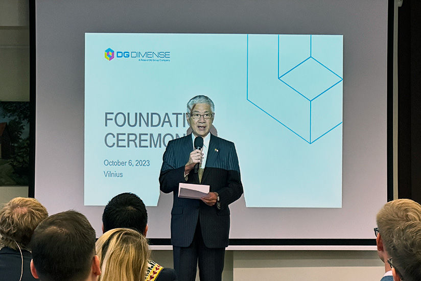 Ambassador Ozaki from the Embassy of Japan in Lithuania greeting