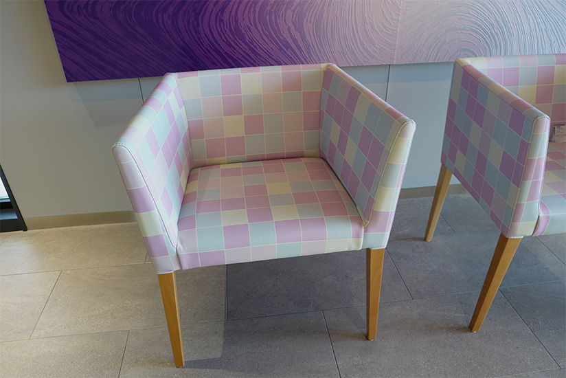 Chair with plaid print