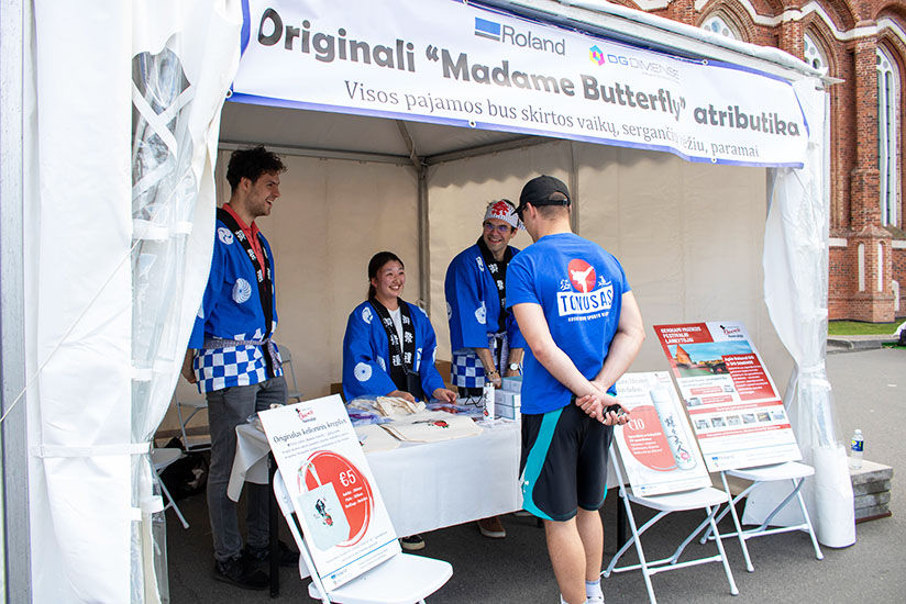 Selling merchandise at the booth