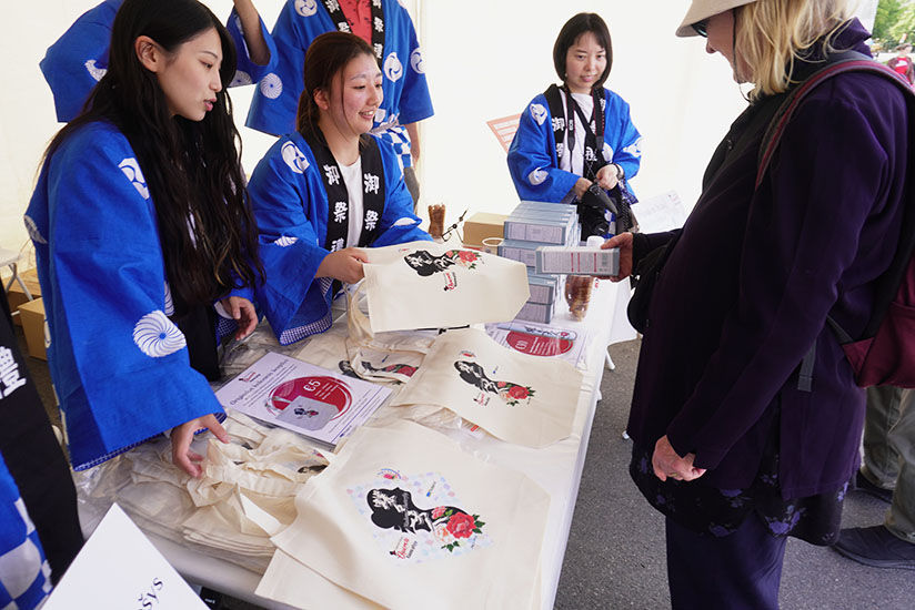 Students serving customers