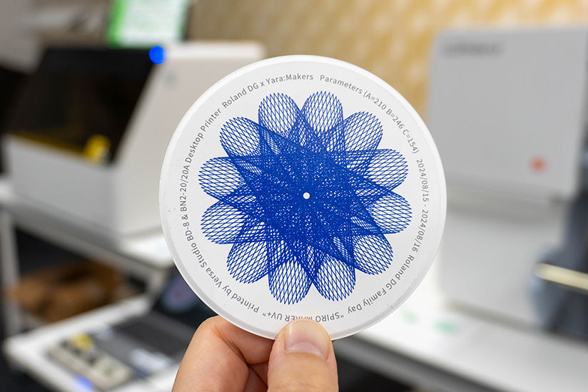 A coaster printed with personalized geometric graphics