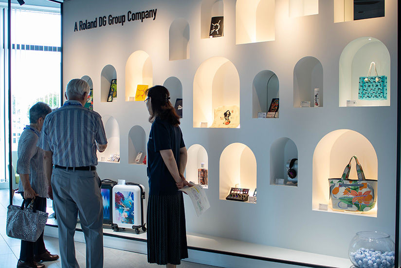 Viewing the artwork in the entrance gallery