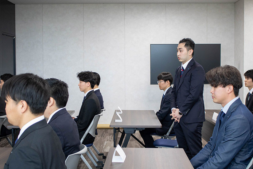 A new employee giving a speech