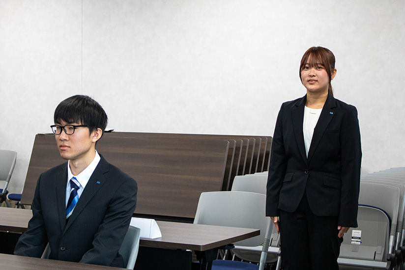 Another new employee giving a speech