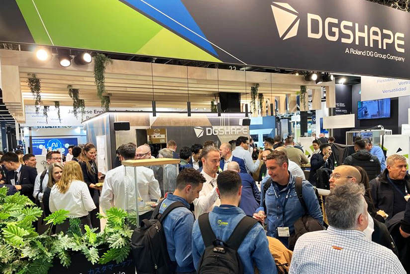 The DGSHAPE booth bustling with visitors