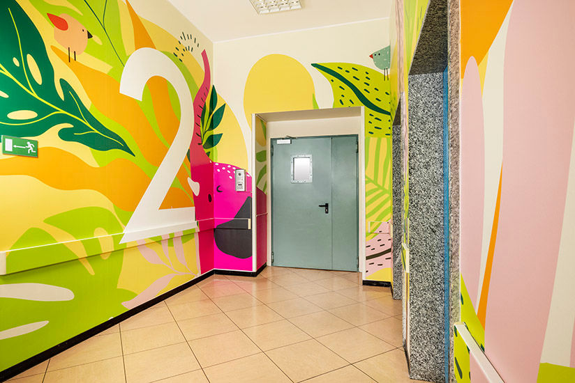 Decorated hospital corridor