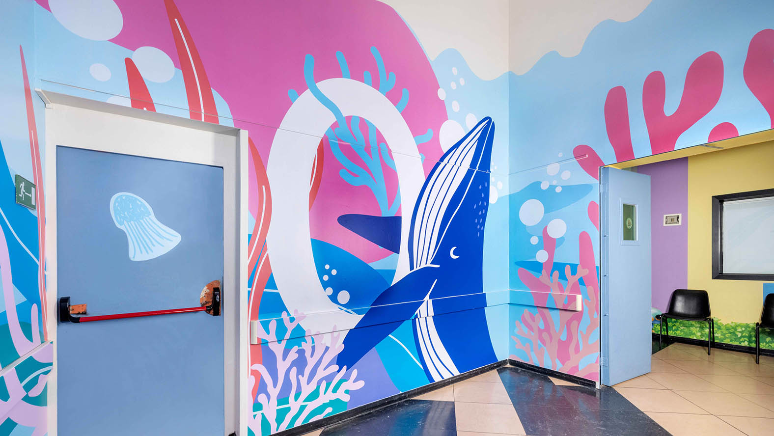 Underwater-themed wall graphics