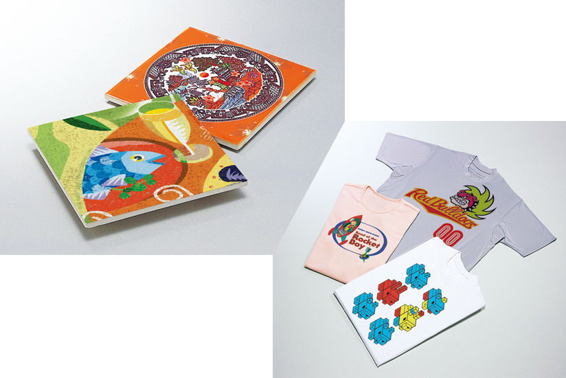 昇華転写コースター、Tシャツ