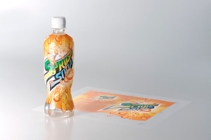 Realistic package labels for PET bottles