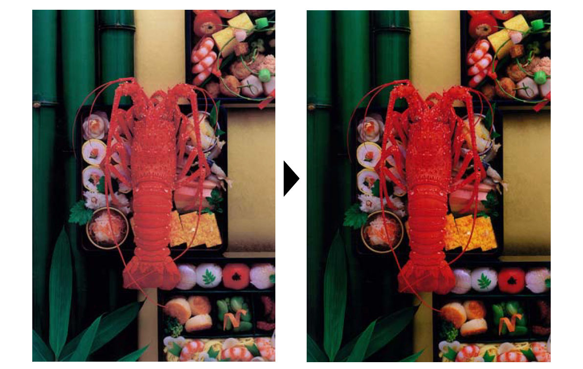 XC-540 6色とXR-640 7色との比較イメージ (左：XC-540 6色、右：XR-640 7色)