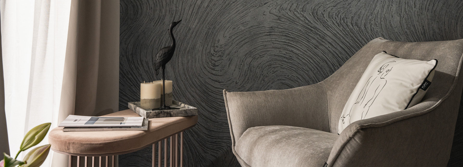 Dimense textured wallpaper in a home