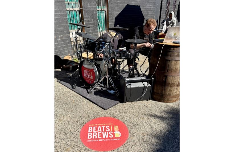 Beats Brews Floor Signage