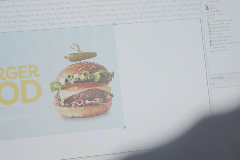 Burger advertising artwork in RIP platform