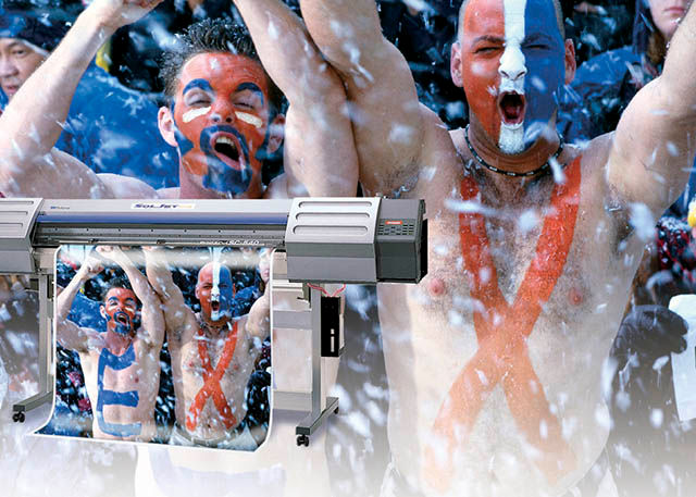 2003 Roland’s “Go Uncoated” campaign makes an industry splash, highlighting the new SOLJET EX models featuring Eco-SOL mild solvent ink.