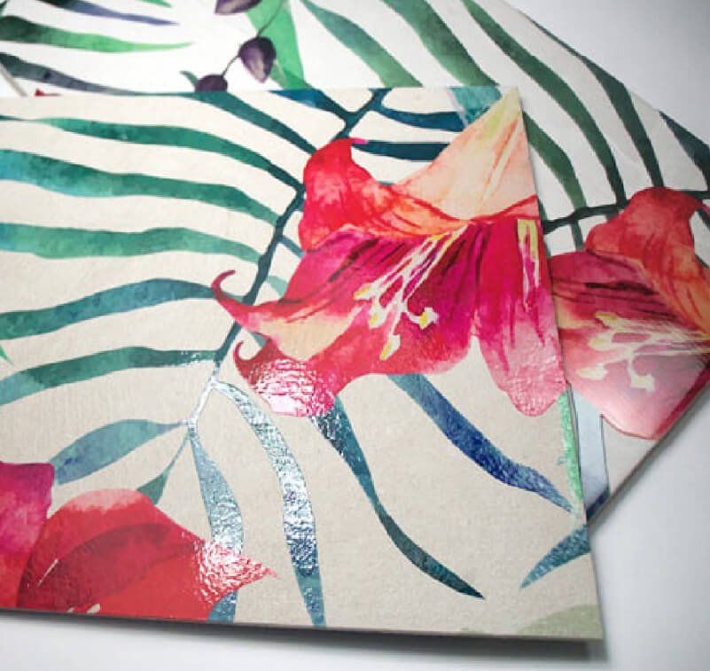 Direct-printed ceramic tiles with botanical design