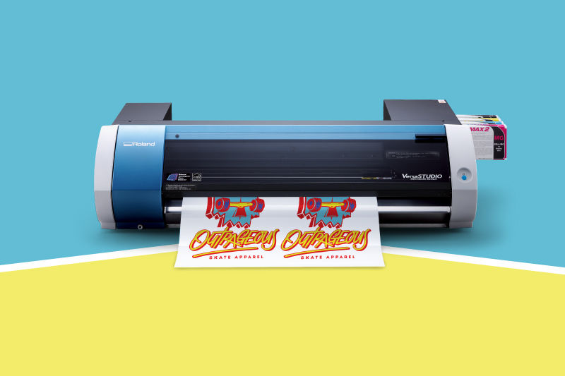 Banner showing a model of Roland DG's AP-640