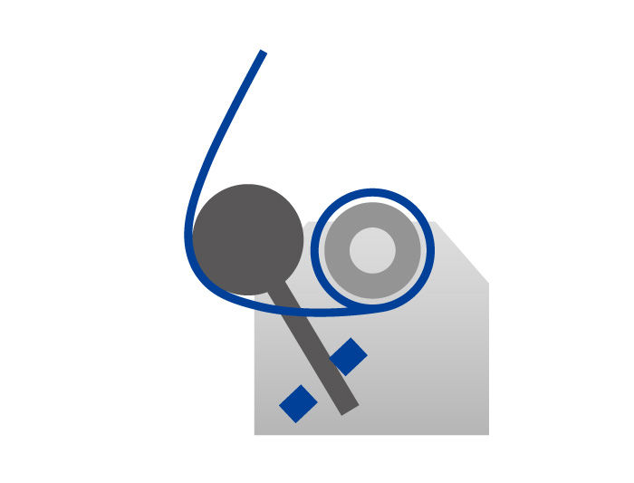 When the dancer roller rises and hits the upper sensor, take-up operation is stopped.