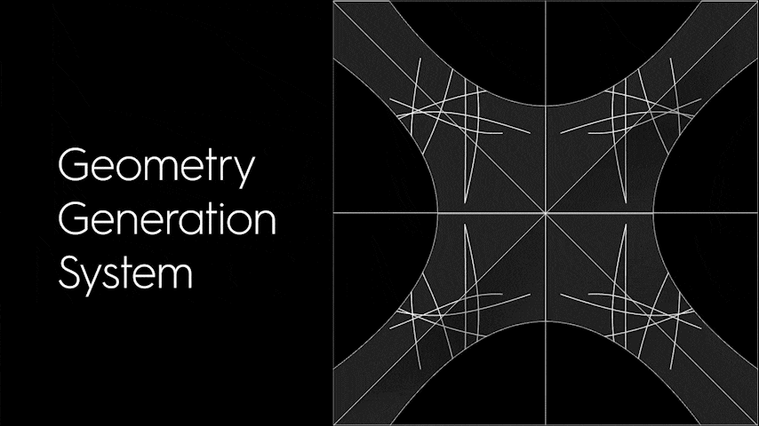 独自のデザインルールに基づくアルゴリズムによって生成された幾何学模様