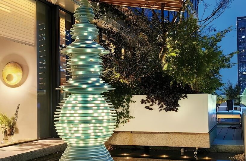 Stone pagoda adorn the garden