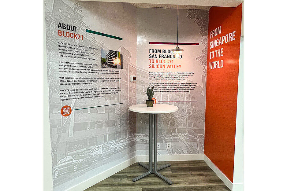 Wall graphics with informational text printed using AP-640 resin ink printer