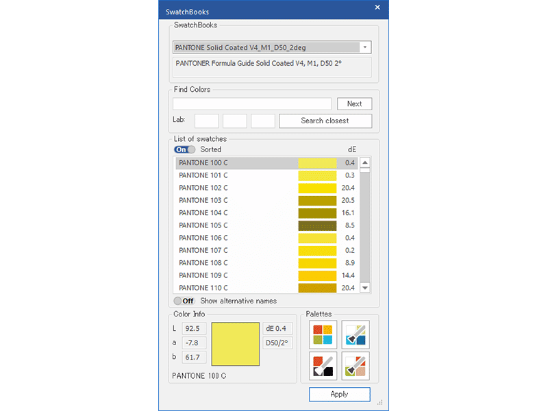 spot color search function