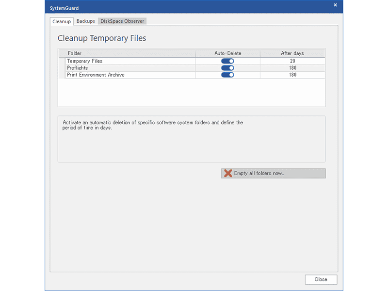 SystemGuard setting