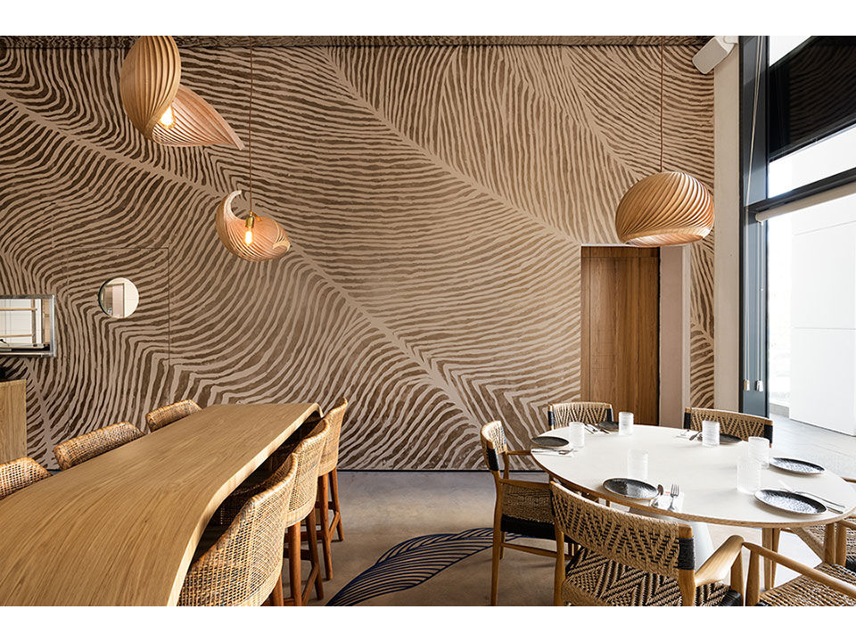 Cafe with elegent wall decor printed with DIMENSE DA-640