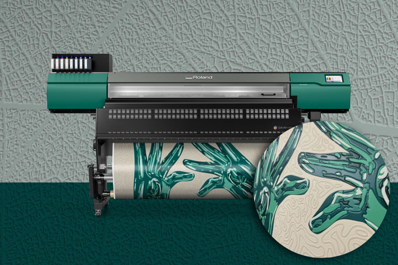 Textured leaf background illustrating DA-640 printer's high-definition texture printing capability