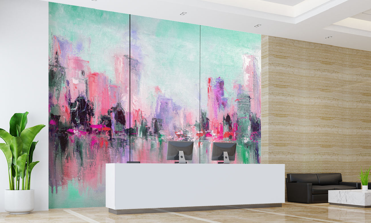 Architectural wall panels with large-format UV-printed decorative artwork