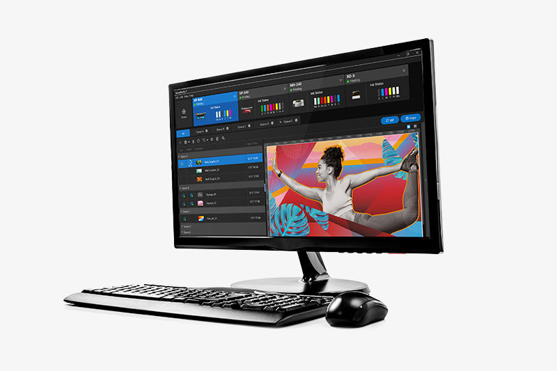 VersaWorks 6 다기능 RIP Suite 소프트웨어를 보여주는 컴퓨터 화면