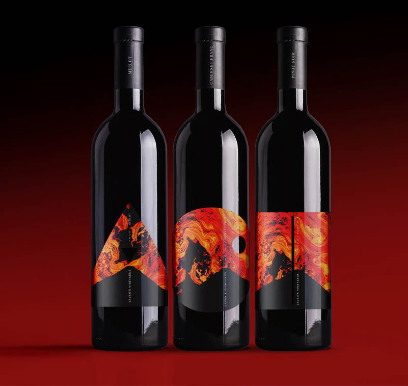 Glass wine bottle printed
